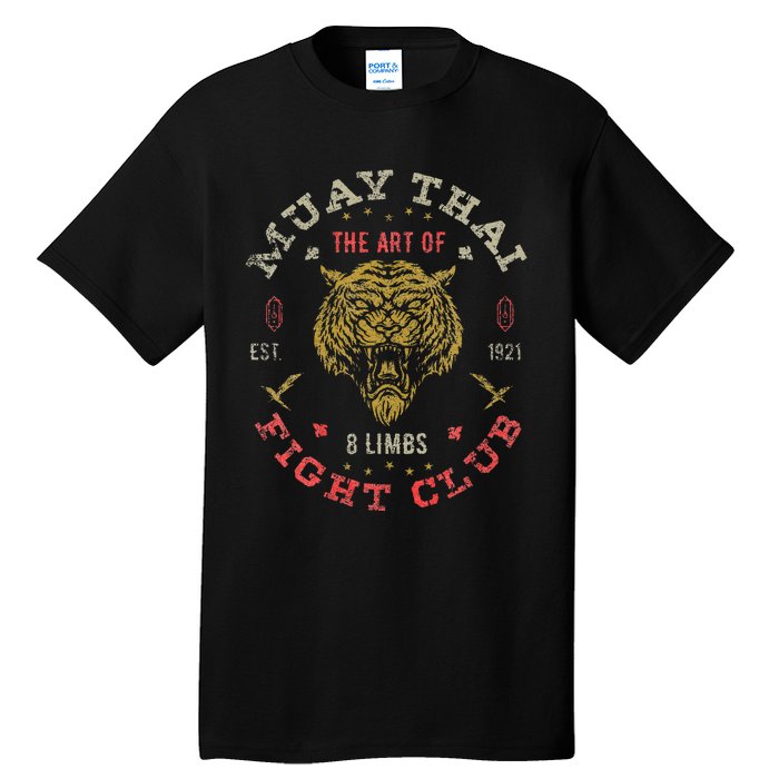 Muay Thai Fighter Vintage Twin Tiger Art Of 8 Limbs Tall T-Shirt