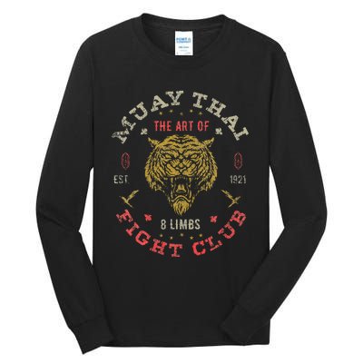 Muay Thai Fighter Vintage Twin Tiger Art Of 8 Limbs Tall Long Sleeve T-Shirt