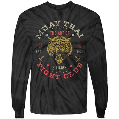 Muay Thai Fighter Vintage Twin Tiger Art Of 8 Limbs Tie-Dye Long Sleeve Shirt