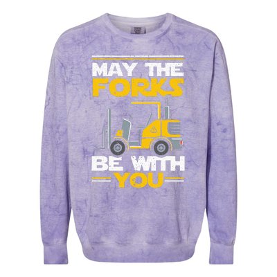 May The Forks Be With You Forklift Operator Colorblast Crewneck Sweatshirt