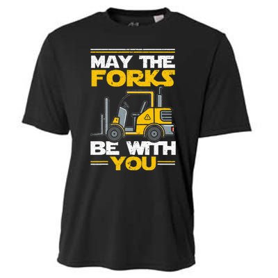 May The Forks Be With You Forklift Operator Cooling Performance Crew T-Shirt