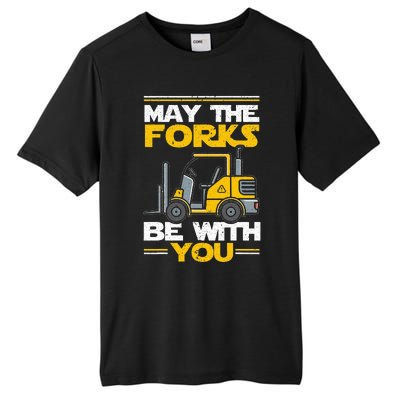 May The Forks Be With You Forklift Operator Tall Fusion ChromaSoft Performance T-Shirt