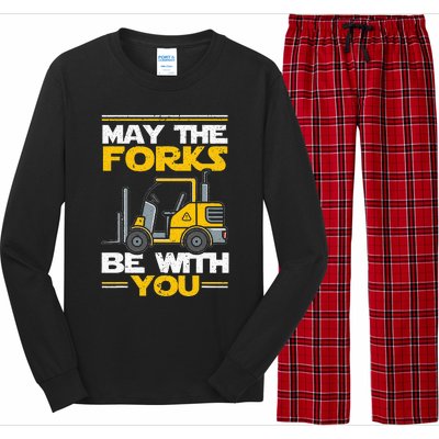 May The Forks Be With You Forklift Operator Long Sleeve Pajama Set