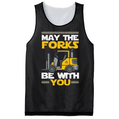 May The Forks Be With You Forklift Operator Mesh Reversible Basketball Jersey Tank