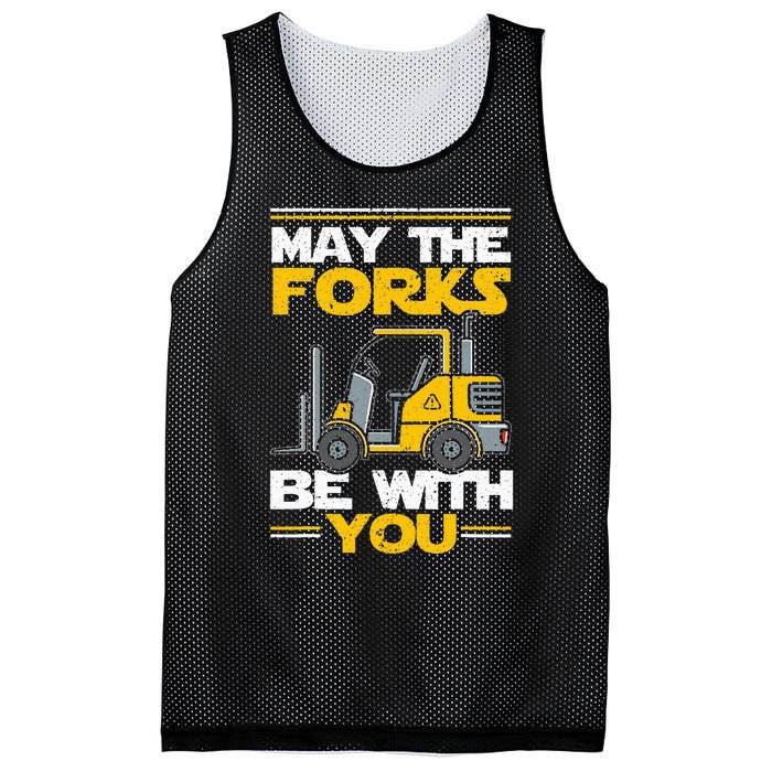 May The Forks Be With You Forklift Operator Mesh Reversible Basketball Jersey Tank