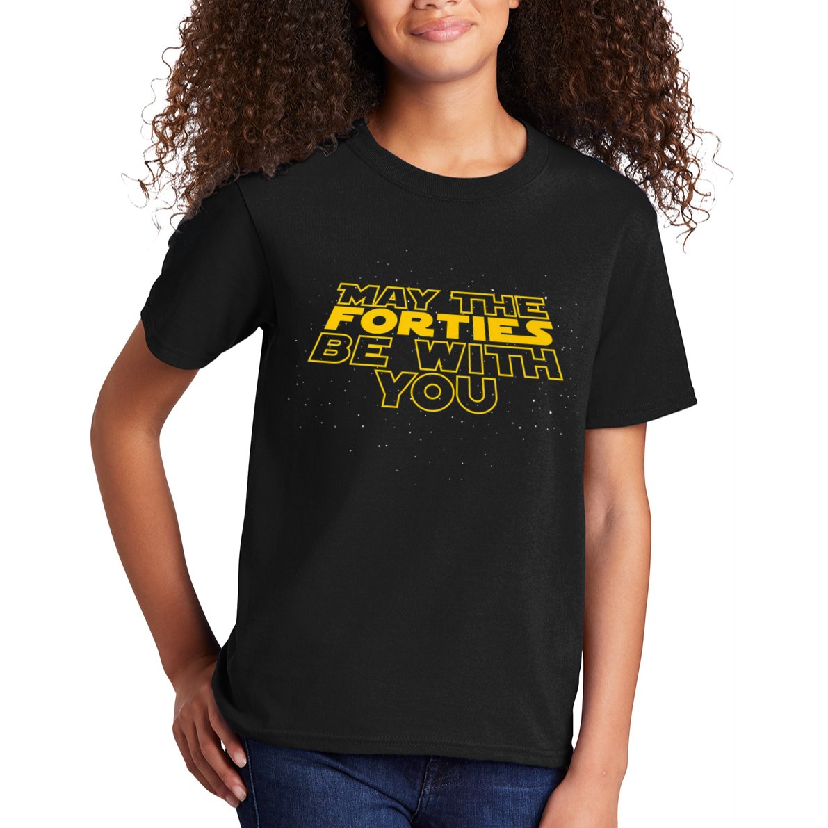 May the Forties Be With You Funny 40th Birthday Gift  Kids T-Shirt