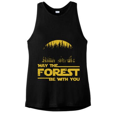 May The Forest Be With You Camping Gifts Scifi Nerd Ladies PosiCharge Tri-Blend Wicking Tank