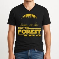 May The Forest Be With You Camping Gifts Scifi Nerd V-Neck T-Shirt