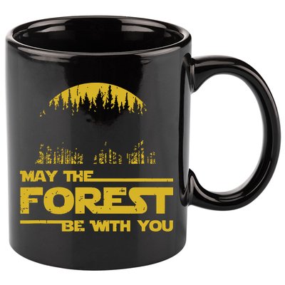 May The Forest Be With You Camping Gifts Scifi Nerd 11oz C Handle Ceramic Mug