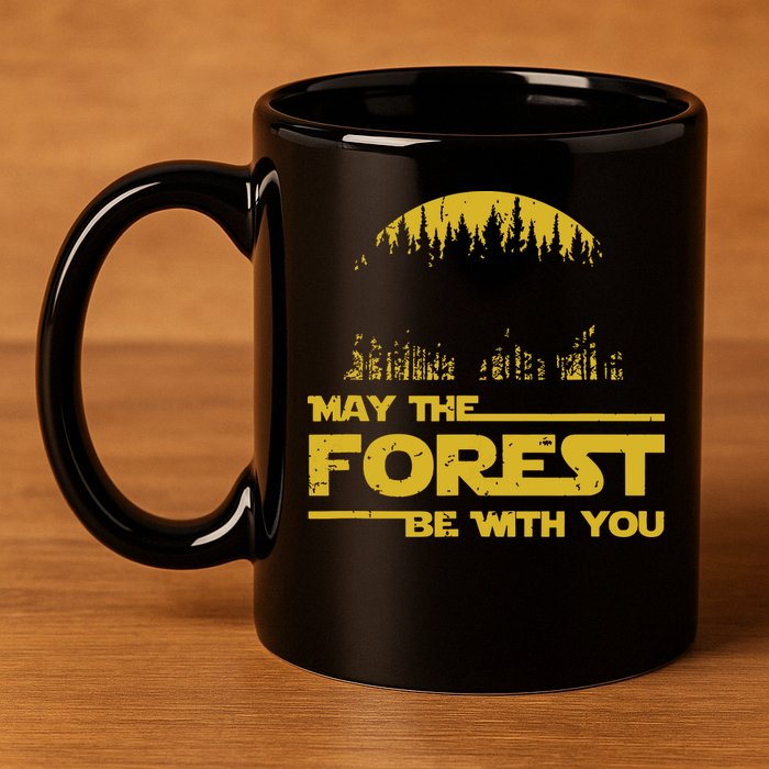 May The Forest Be With You Camping Gifts Scifi Nerd 11oz C Handle Ceramic Mug