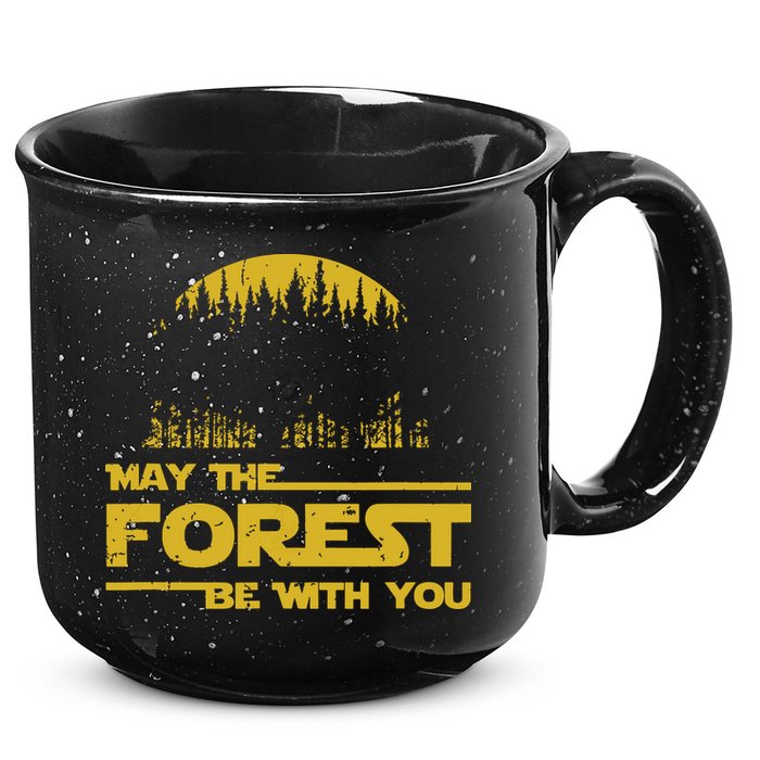 May The Forest Be With You Camping Gifts Scifi Nerd 15oz Campfire Ceramic Mug