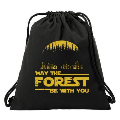 May The Forest Be With You Camping Gifts Scifi Nerd Drawstring Bag