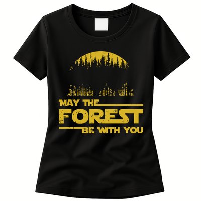May The Forest Be With You Camping Gifts Scifi Nerd Womens T-Shirt
