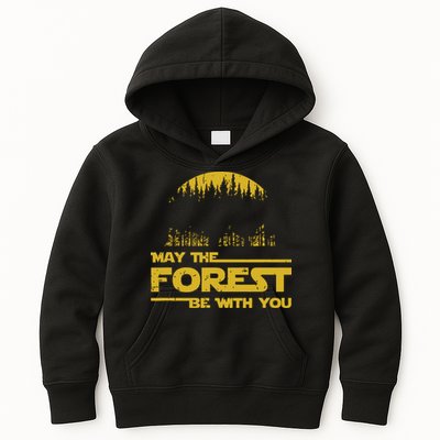 May The Forest Be With You Camping Gifts Scifi Nerd Kids Hoodie