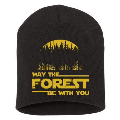 May The Forest Be With You Camping Gifts Scifi Nerd Short Acrylic Beanie