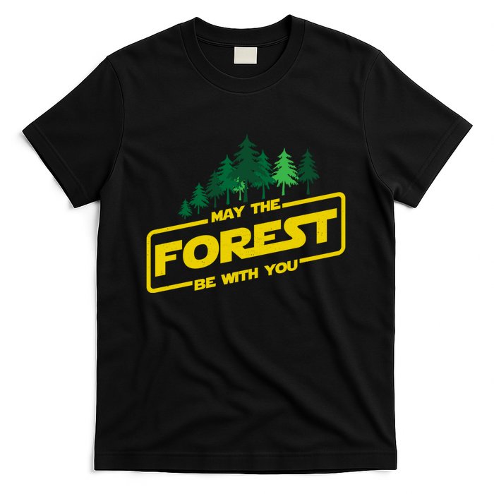 May The Forest Be With You Funny Earth Day Camping Space Pun T-Shirt