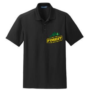 May The Forest Be With You Funny Earth Day Camping Space Pun Dry Zone Grid Polo