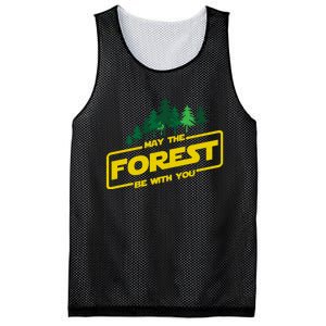 May The Forest Be With You Funny Earth Day Camping Space Pun Mesh Reversible Basketball Jersey Tank