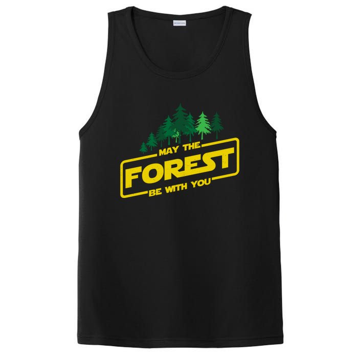 May The Forest Be With You Funny Earth Day Camping Space Pun PosiCharge Competitor Tank