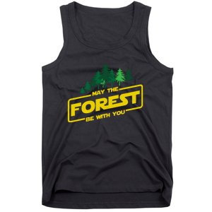 May The Forest Be With You Funny Earth Day Camping Space Pun Tank Top