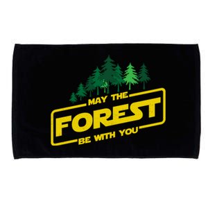 May The Forest Be With You Funny Earth Day Camping Space Pun Microfiber Hand Towel