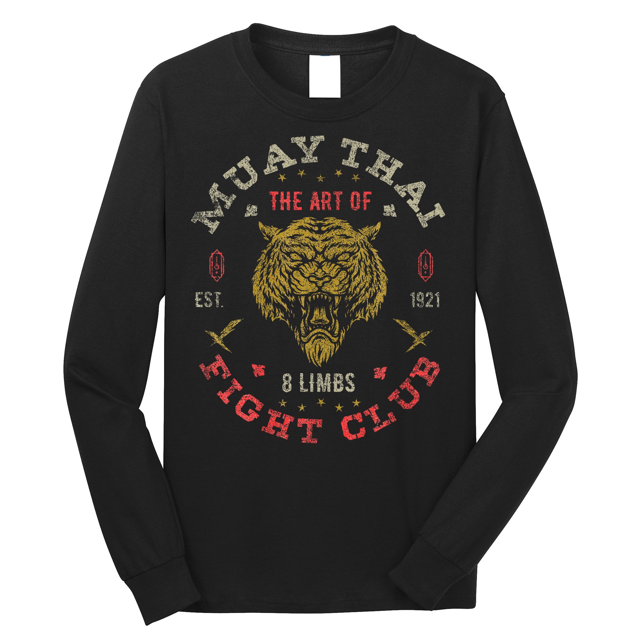 Muay Thai Fighter Vintage Twin Tiger Art Of 8 Limbs Long Sleeve Shirt