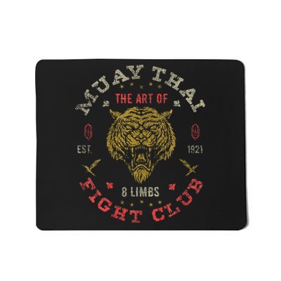 Muay Thai Fighter Vintage Twin Tiger Art Of 8 Limbs Mousepad