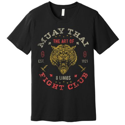 Muay Thai Fighter Vintage Twin Tiger Art Of 8 Limbs Premium T-Shirt