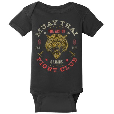 Muay Thai Fighter Vintage Twin Tiger Art Of 8 Limbs Baby Bodysuit