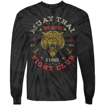 Muay Thai Fighter Vintage Twin Tiger Art Of 8 Limbs Tie-Dye Long Sleeve Shirt