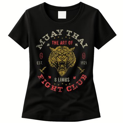 Muay Thai Fighter Vintage Twin Tiger Art Of 8 Limbs Womens T-Shirt