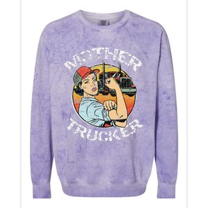 Mother Trucker Female CDL Semi Truck Driver Colorblast Crewneck Sweatshirt