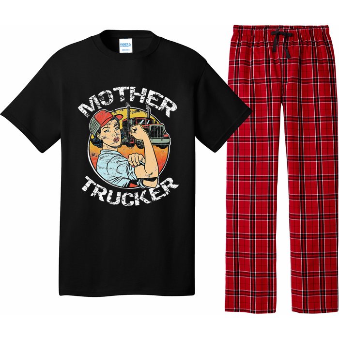 Mother Trucker Female CDL Semi Truck Driver Pajama Set