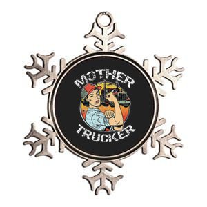 Mother Trucker Female CDL Semi Truck Driver Metallic Star Ornament