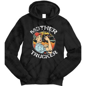 Mother Trucker Female CDL Semi Truck Driver Tie Dye Hoodie