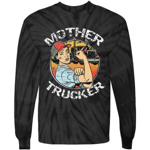 Mother Trucker Female CDL Semi Truck Driver Tie-Dye Long Sleeve Shirt