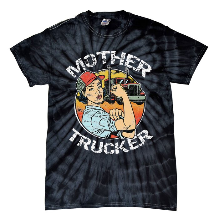 Mother Trucker Female CDL Semi Truck Driver Tie-Dye T-Shirt