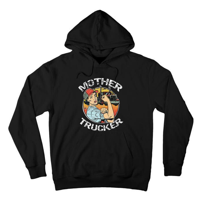 Mother Trucker Female CDL Semi Truck Driver Tall Hoodie