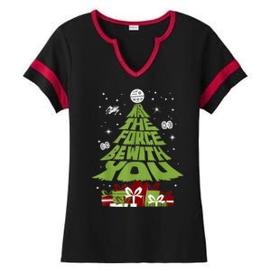 May The Forth Be With You Christmas Tree Ladies Halftime Notch Neck Tee