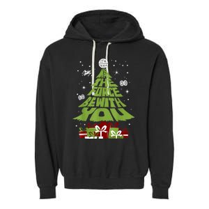 May The Forth Be With You Christmas Tree Garment-Dyed Fleece Hoodie