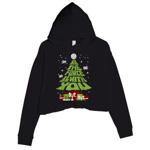 May The Forth Be With You Christmas Tree Crop Fleece Hoodie