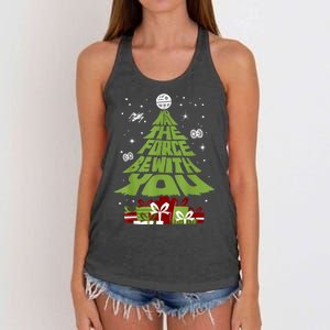 May The Forth Be With You Christmas Tree Women's Knotted Racerback Tank