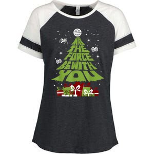 May The Forth Be With You Christmas Tree Enza Ladies Jersey Colorblock Tee