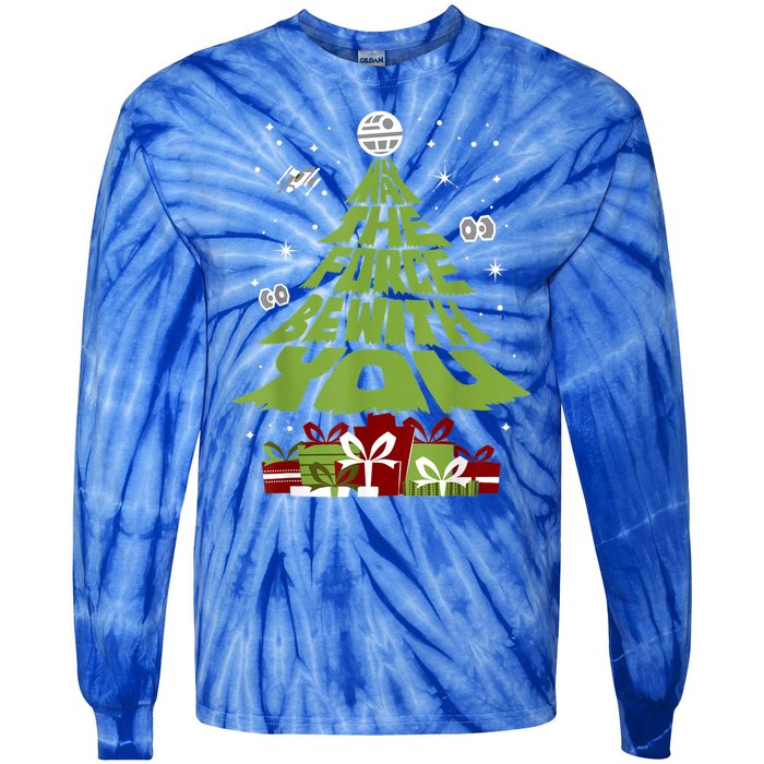 May The Forth Be With You Christmas Tree Tie-Dye Long Sleeve Shirt