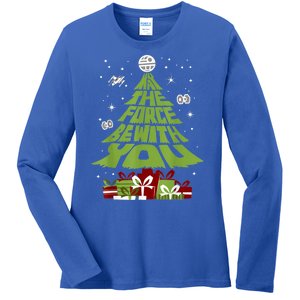 May The Forth Be With You Christmas Tree Ladies Long Sleeve Shirt