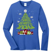 May The Forth Be With You Christmas Tree Ladies Long Sleeve Shirt