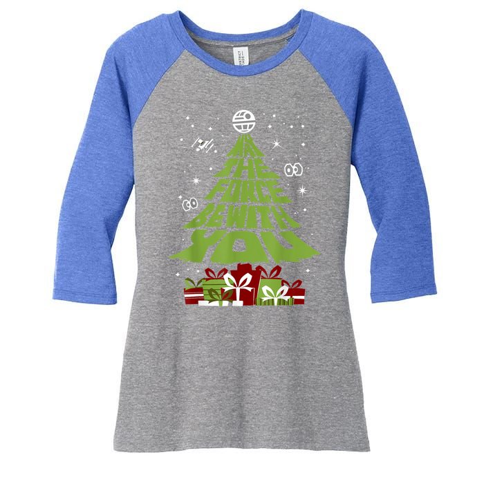 May The Forth Be With You Christmas Tree Women's Tri-Blend 3/4-Sleeve Raglan Shirt