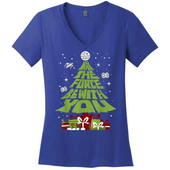 May The Forth Be With You Christmas Tree Women's V-Neck T-Shirt