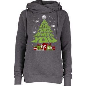 May The Forth Be With You Christmas Tree Womens Funnel Neck Pullover Hood