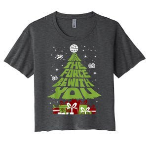 May The Forth Be With You Christmas Tree Women's Crop Top Tee